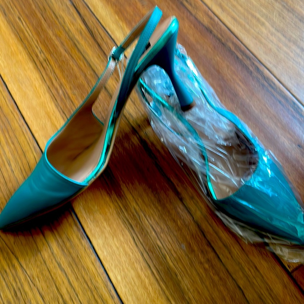 Oslo sz 41 us 10 leather sling back shoes azure